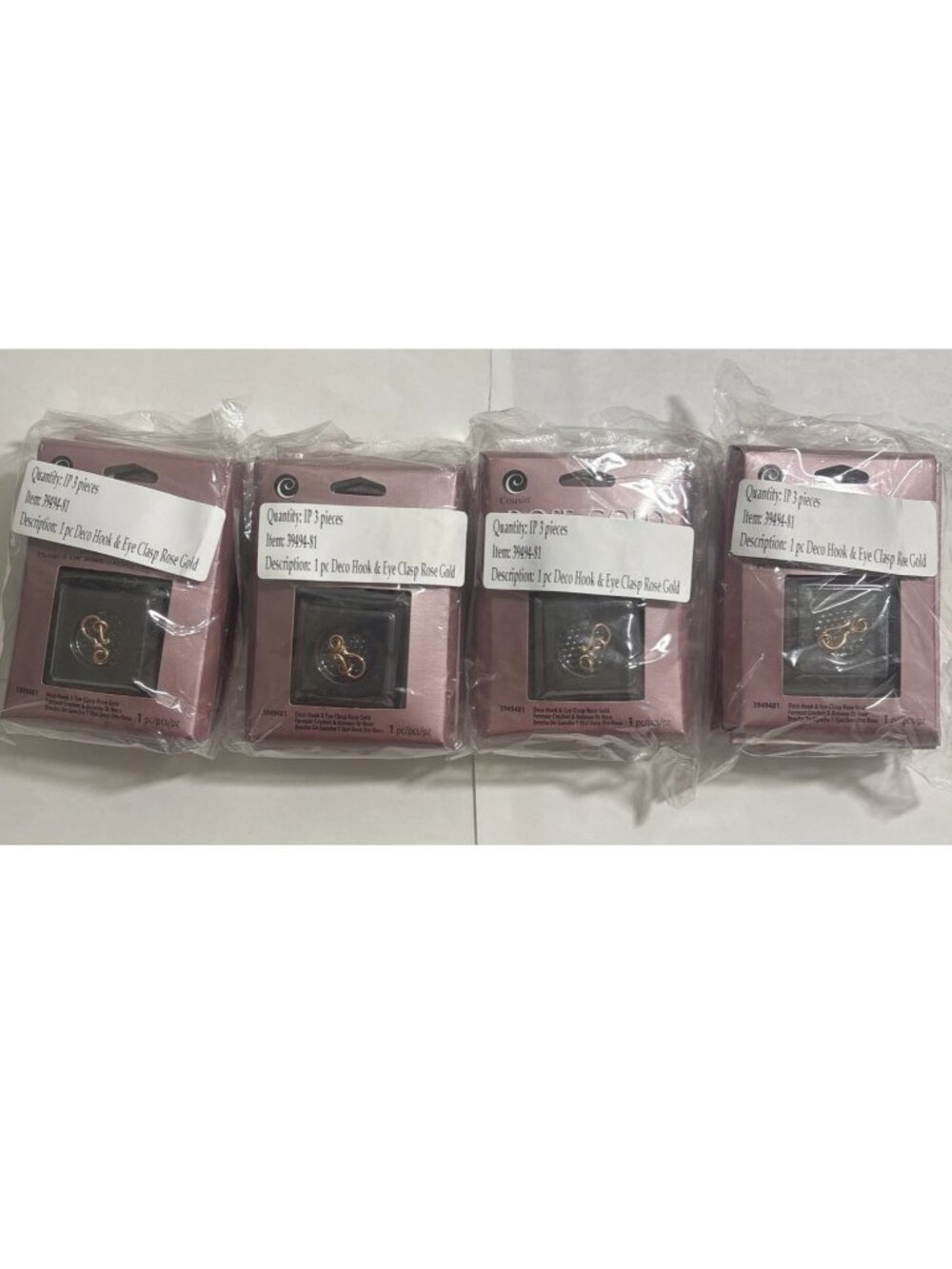 Cousin Rose Gold Elegance Deco Hook & Eye Clasp Rose Gold Plate New Total 12